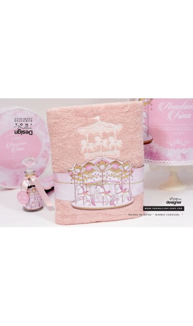 Trusou complet de botez roz prafuit pentru fetite, Caruselul fermecat 11
